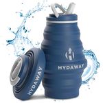 HYDAWAY Collapsible Water Bottle - 17oz I Reusable Water Bottles with Flip Top Lid for Travel, Hiking, Backpacking I Portable & Leakproof, Food-Grade Silicone, BPA Free, Collapse to 1.5”