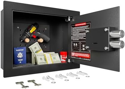KornerBatl Small Hidden In Wall Safe Between 16" Studs, 0.327 cu ft Security Floor Safe with Removable Pegboard, Key Access Black Wall Safe for Jewelry, Passport, Document Storage