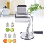 Toriox Food Rotary Grater, Roller Vegetable Cutter, Professional Electric Shredder Vegetable silcer, Stainless Steel Drum Blades, Multifunction Kitchen Tool with 5 Drum Blade, Grinding Tool Set