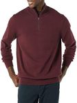 Amazon Essentials Men's 100% Cotton Quarter-Zip Sweater, Burgundy, Small