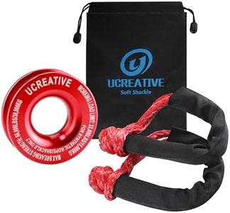 Ucreative Red Recovery Ring and 2PCS Red Soft Shackle kit for Synthetic Winch Rope for ATV UTV SUV Truck Off-Road Vehicle Recovery