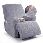 TAOCOCO Recliner Chair Cover, Stretch Sofa Cover 1 Seater With Arm Rest, Couch Cover Soft, Machine Washable Recliner Sofa Protector (Light Grey, 1 seater)