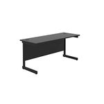 Office Hippo Heavy Duty Rectangular Cantilever Office Desk, Home Office Desk, Office Table + Integrated Cable Ports, PC Desk For Office or Home, 5 Yr Wty - Black Frame/Black Top, 180cm x 60cm