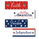 CRASPIRE 4PCS Wooden Patriotic Sign Decoration Independence Day Sign Heart with American Flag Wall Hanging Plaque Large Rustic American Patriotic Hanging Wall Decor for Home Fourth of July Party