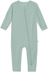 BambooBud Pajamas for Baby Unisex Sleepers Newborn Infant Footed Zipper Viscose from Bamboo Rompers, Light Green, 18-24 Months