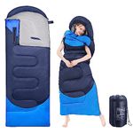 Sleeping Bags for Adults Camping - Temp Range (10-25℃) Warm & Cold Weather - Portable Waterproof Compression Sack- Camping Sleeping Bags for Big and Tall in Env Hoodie: Backpacking Hiking 4 Season