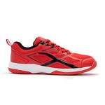 HUNDRED Xoom Non-Marking Professional Badminton Shoes for Men | Material: Faux Leather | Suitable for Indoor Tennis, Squash, Table Tennis, Basketball & Padel (Red/White, Size: EU 44, UK 10, US 11)