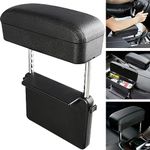 Auto Center Console Armrest Pillow with Organizer Box, Car Armrest Box, Car Armrest Cover Cushion, Adjustable High-Low, Leather Storage Box for Phone,Card,Purse,Keys, Universal for Car SUV