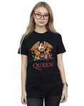 Absolute Cult Queen Women's Crest Logo Boyfriend Fit T-Shirt Black X-Large