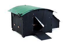 Green Frog Designs Large Chicken House - Green, Fox Proof Hen Cage for Small Animals & Poultry | Waterproof Backyard Hutch for Pets | Recycled Plastic | 8-15 Chicken Capacity | Removable Roof & Door