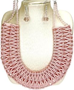 100% Handcrafted Luxury Necklace & Earring Set w/Crystal Glass Beads & Chains (Style A4)