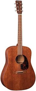 Martin Guitar D-15M with Gig Bag, Acoustic Guitar for the Working Musician, Mahogany Construction, Satin Finish, D-14 Fret, and Low Oval Neck Shape