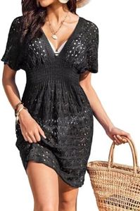 Jinsha Femme-Beachwear Vetements-Robes Crochet-Poncho Sarongs - Sexy Couvrir Lacet Tunique Pareo Tenue Cache-Maillots Chemise de Plage Beach Bain Bikini Kimono Tropical Élégant Bohoême Chic Été（Noir