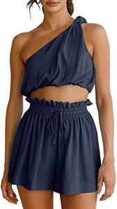 Imily Bela Womens 2 Piece Outfits Linen Matching Sets Two Piece Crop Tops and Paper Bag Waist Shorts Sets 2025 Summer Outfits