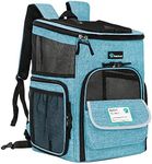 PetAmi Pet Carrier Backpack for Small Cats, Dogs, Puppies | Ventilated Structured Frame, 4 Way Entry, Safety and Soft Cushion Back Support | Collapsible for Travel, Hiking, Outdoor (Turquoise)