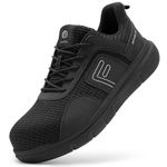 FitVille Wide Work Shoes for Men Composite Toe Work Safety Shoes Slip-Resistant Work Sneakers Lightweight(Black, 14 X-Wide)