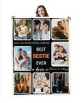 Gifts for Bestie Customized Blanket with Photos, Best Bestie Ever Custom Blanket, Cute Birthday Gifts for Her Friends BFFs, Personalized Picture Blanket Sherpa Throw Blankets, 8 Photos Collage