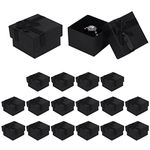 18 Pack Jewellery Ring Gift Boxes, 4 x 4 cm Gift Boxes Bulk for Jewellery, Ring Boxes with Lids and Bow-knot for Jewellery Rings Earrings(Black)