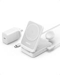 MagSafe Charger Compatible, Anker MagGo 3-in-1 Charging Station, Qi2 Certified 15W Wireless Charger Stand, Apple Watch Charger, for iPhone 15/14, AirPods, Apple Watch S9 (40W USB-C Charger Included)