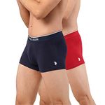 U.S. POLO ASSN. Men Cotton Stretch Antibacterial Et004 Trunks - Pack of 2 (Navy/High Risk Red L)