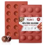 Small 15-Cavity Semi Circular Silicone Mold, 2 Packs Half Sphere Silicone Baking Molds for Making Jelly, Chocolates and Cake