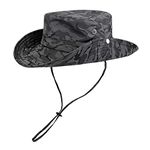 Faletony Fishing Hat Breathable Sun Protection Boonie Hat Wide Brim Safari Sun hat Black