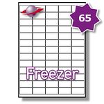 Label Planet® 65 Per Page/Sheet, 5 Sheets (325 Sticky MINI FREEZER Labels), White Matt A4 Deep Freeze Stickers, for Frozen Food/Products for Laser or Inkjet Printers, LP65/38 DF, 38.1 x 21.2 MM