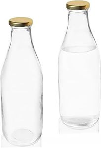 Pure Source India. Milk; Water and Juice Glass Bottle with Air Tight Cap (Transparent; 1000 ml) - Set of 2
