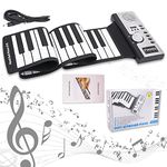 Roll Up Keyboard Piano 61 Keys Hand Roll Silicone Portable Piano, Educational Electronic Keyboards Piano Flexible Roll Up Piano for Beginners, Foldable