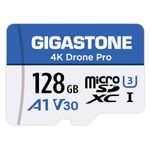 GIGASTONE 128GB Micro SD Card, 4K Drone Pro, MicroSDXC Memory Card for Wyze Cam, Security Camera, DJI Drone or Action Camera, 4K Video Recording, UHS-I U3 A1 V30, 100MB/s, with Adapter.