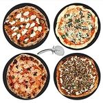4-Pack Ceramic Pizza Stones - Make Restaurant-Quality Pizza Right at Home - Easy to Use - Durable up to 500℉ - 100% Black Cordierite - 11.75” Diameter
