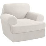 2 Pieces Armchair Slipcover Stretch Couch Covers for T Cushion Chair Slipcovers Soft Armchiar Covers Furniture Covers with 1 Individual T Cushion Shape Seat Covers Machine Washable, Ivory