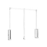 Emuca - Pull down hanging rail for wardrobe, pull down wardrobe rail lift, adjustable width 600-830mm (23,6-32,6 inch), white colour