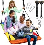 Odoland Giant 60" Platform Tree Swing for Kids and Adults - 700 Lbs Large Swingset with Steel Frame, Hanging Straps and Swivel - Big Backyard Outdoor Swings Set for Yard