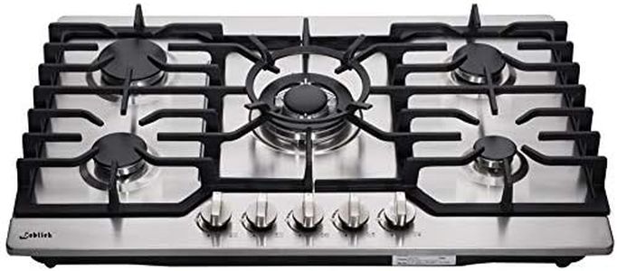 30 Cooktop gas, 5 Burners gas cooktop 30 inch,Gas Stove Gas Hob Stovetop Stainless Steel Cooktop Cast Iron Grates Built-in Gas Stove Top LW5S01A LPG/NG Gas Cooktop