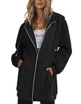 Zeagoo Women Casual Zip Up Fleece Hoodies Tunic Sweatshirt Long Hoodie Jacket Winter CoatBlackSmall