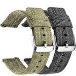 2 pcs 20mm Canvas Quick Release Watch Band, CNYMANY Universal Ballistic Nylon Woven Loop Replacement Strap Wristband Buckle Fastener Adjustable Closure for Smart-Watch Sport Fitness Tracker