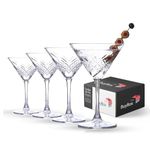 Set of 4 Vintage Martini Glasses (7.7oz/230ml). Cocktail Glasses, Espresso Martini Glasses, Margarita Glasses, Prosecco Glasses, Coupe Glasses, Champagne Glasses with Long Stem