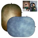 Kate 5x6.5ft(1.5x2m) Collapsible Backdrop Blue Brown Texture Folding Double Sided Backgrounds for Photo, Video Meetings, Live Streaming