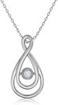 EternalDia Dancing Diamond Necklaces for Women, Real Diamond Round or Heart Shape Necklace, Sterling Silver Necklace with 18 Inch Chain, Diamond Jewelry for Women (0.03-0.12 cttw), Diamond & Silver, white-diamond