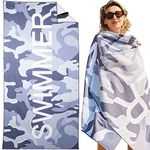 Mikytoper Beach Towels for Adults XL 180 x 90 CM Large Microfibre Beach Towel Quick Dry Sandproof Beach Towels for Adults Extra Large for Beach/Travel/Pool (swimmer-grey)