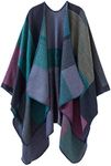 Urban CoCo Women's Color Block Shawl Wrap Open Front Poncho Cape (Series 1-purple)