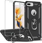 iPhone 8 Plus,iPhone 7 Plus,iPhone 6s Plus/ 6 Plus Case,Folmeikat With Screen Protector 360 Degree Rotating Metal Ring Shock Absorption Reinforced Corner TPU for Apple iPhone 6 6s 7 8 Plus 5.5" Black