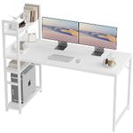 CubiCubi Computer Desk 55 inch with Storage Shelves Study Writing Table for Home Office,Modern Simple Style, White