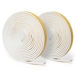 Weather Stripping Door Seal Strip, 66FT(20M) Long D-Type Self Adhesive Foam Seal Strip for Doors and Windows, Soundproofing Anti-Collision Weatherstrip for Winter (2 Rolls, White)