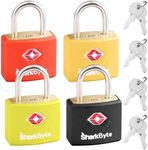 SharkByte TSA Approved Suitcase Locks with Keys [4 Pack Mix Colors, 8 Keys] Key Travel Locks, Suitcase Padlock, Small Keyed Luggage Locks, Laptop Bags, Backpacks, Travel Bags Zippers, Mini Locks