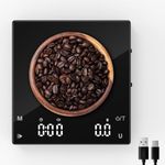 Rechargeable Mini Coffee Scales with Timer, Diyife 0.1g/2kg High Precision Electronic Digital Espresso Scale with HD LED Display, Portable Analytical Lab Balance for Labs, Jewellers, Gold, Food