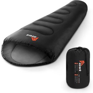 azark Single Sleeping Bag – Black, Lightweight Camping Gear