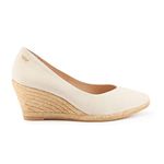 VISCATA Roses Espadrille Canvas Wedges Spain Handmade 2 ½” Heel Woman Wedge Pumps with Organic Cotton Canvas and 100% Natural Jute Midsole for All Occasions: Casual, Work, Party, Beige, 8