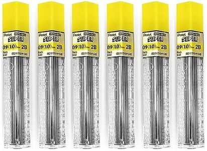 Pentel Super Polymer Refill Replacement Spare Leads for Automatic & Mechanical Pencils (Pack of 6, 0.9mm 2B)